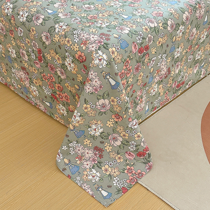 91家纺网 家纺一手货源 找家纺 元元被芯 2023新款全棉直角印花床单 爱丽丝