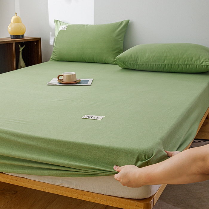 91家纺网 家纺一手货源 找家纺 宝时兰 2024新款A类加厚全棉床笠-纯色款 简纯-香草绿