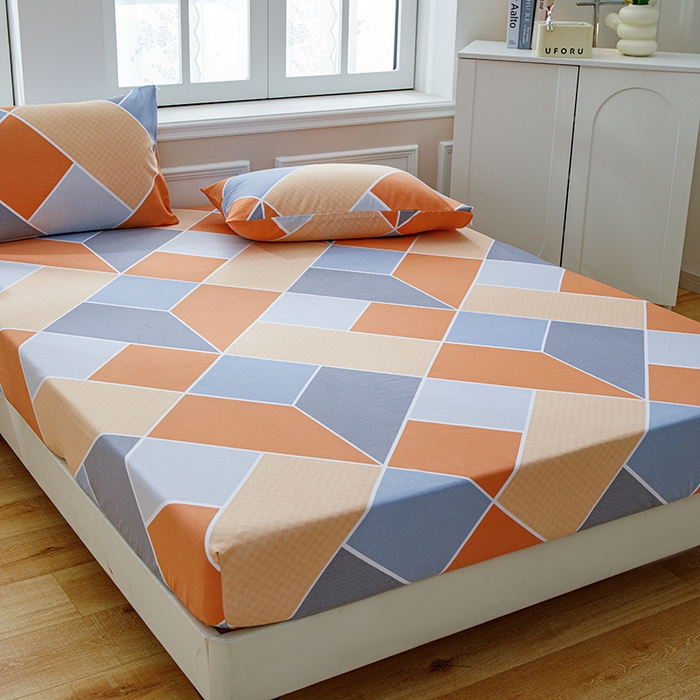 91家纺网 家纺一手货源 找家纺 宝时兰 2025新款A类加厚全棉床笠-印花款 时光桔