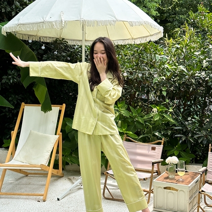 小米家居 2023新款全棉柔软睡衣系列-常规长袖长裤套装 草绿
