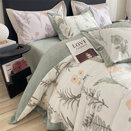 91家纺网 家纺一手货源 找家纺 （总） 2023秋冬新品加厚婴儿绒宝宝绒獭兔绒230克洛克短绒四件套