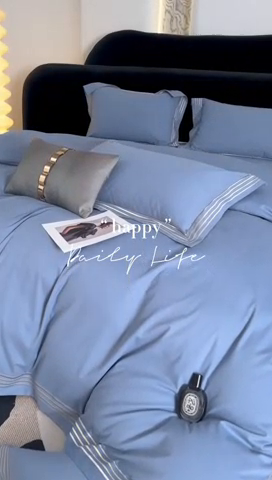 91家纺网 家纺一手货源 找家纺 安妮家居 2023新款全棉轻磨毛刺绣四件套-奥斯汀 宾利蓝