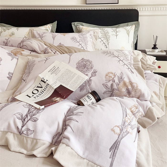 91家纺网 家纺一手货源 找家纺 （总） 2023秋冬新品加厚婴儿绒宝宝绒獭兔绒230克洛克短绒四件套