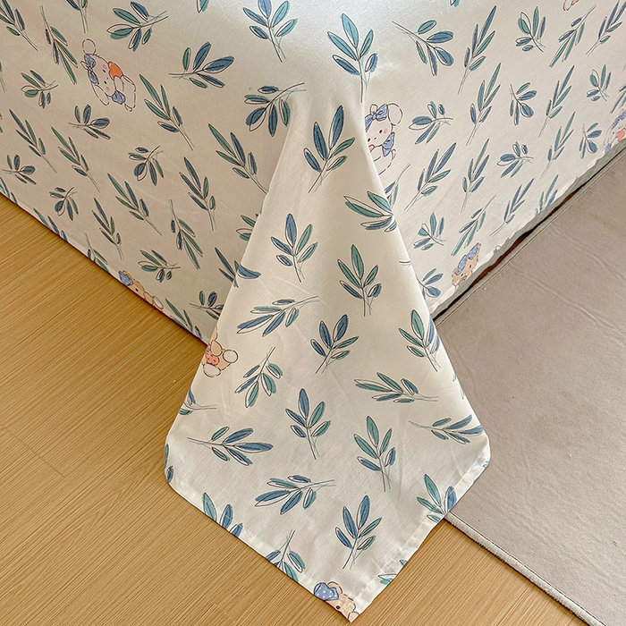 91家纺网 家纺一手货源 找家纺 元元被芯 2023新款全棉直角印花床单 花花熊