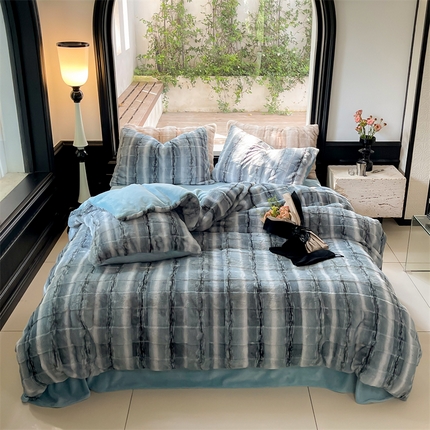 91家纺网 家纺一手货源 找家纺 （总）名品优仓 2023新款400g兔毛绒四件套-维也纳