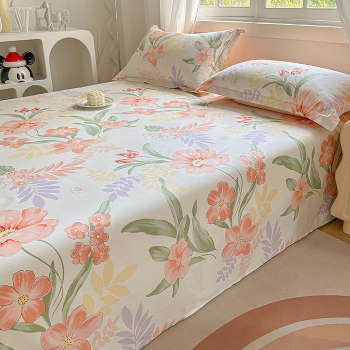 91家纺网 家纺一手货源 找家纺 元元被芯 2023新款全棉直角印花床单 半夏