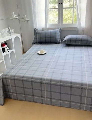 91家纺网 家纺一手货源 找家纺 元元被芯 2023新款全棉直角印花床单 北欧格