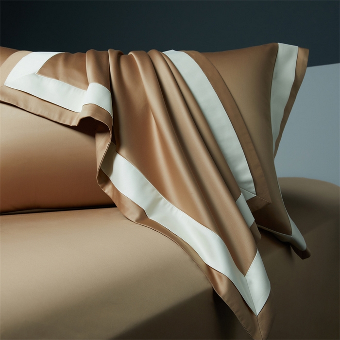 91家纺网 家纺一手货源 找家纺 缔缦 2023新款定织新布种S140系列四件套-赫本 白橡金