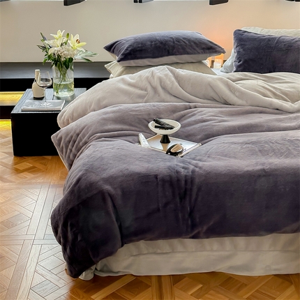 91家纺网 家纺一手货源 找家纺 2023新款兔绒渐变款四件套-暮光之城 暮光之城  流光紫