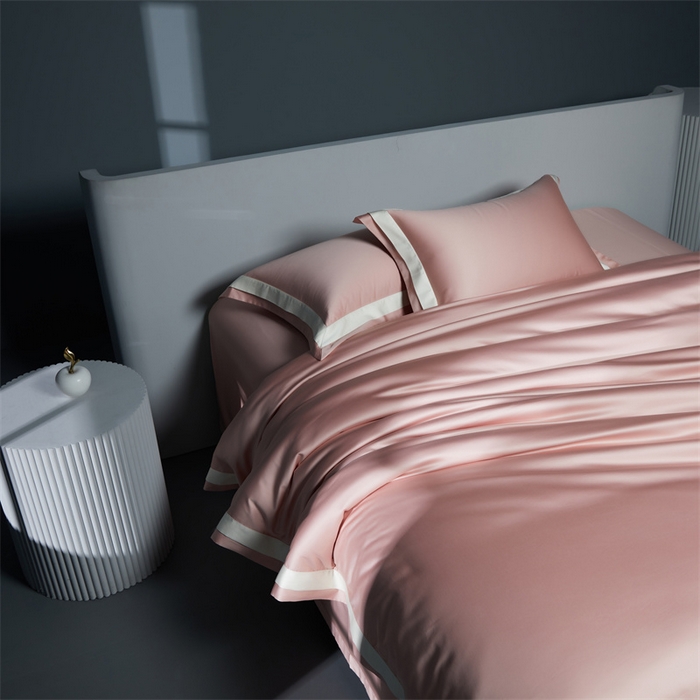 91家纺网 家纺一手货源 找家纺 缔缦 2023新款定织新布种S140系列四件套-赫本 微醺粉