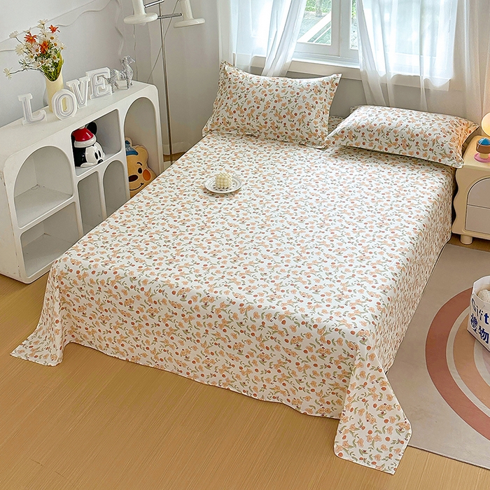 91家纺网 家纺一手货源 找家纺 元元被芯 2023新款全棉直角印花床单 花千朵