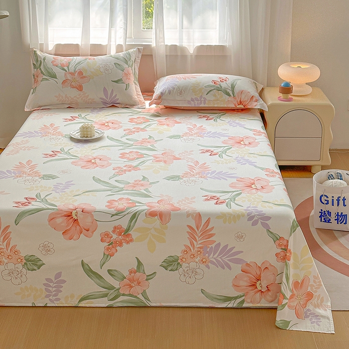 91家纺网 家纺一手货源 找家纺 元元被芯 2023新款全棉直角印花床单 半夏