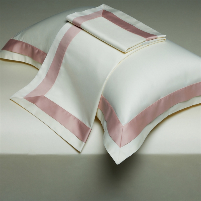 91家纺网 家纺一手货源 找家纺 缔缦 2023新款定织新布种S140系列四件套-赫本 贵族白-粉