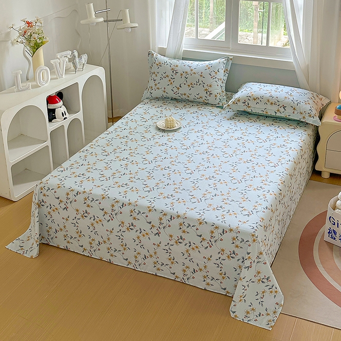 91家纺网 家纺一手货源 找家纺 元元被芯 2023新款全棉直角印花床单 爱洛