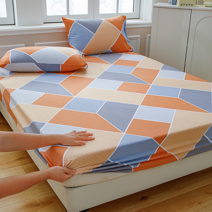 91家纺网 家纺一手货源 找家纺 宝时兰 2025新款A类加厚全棉床笠-印花款 时光桔