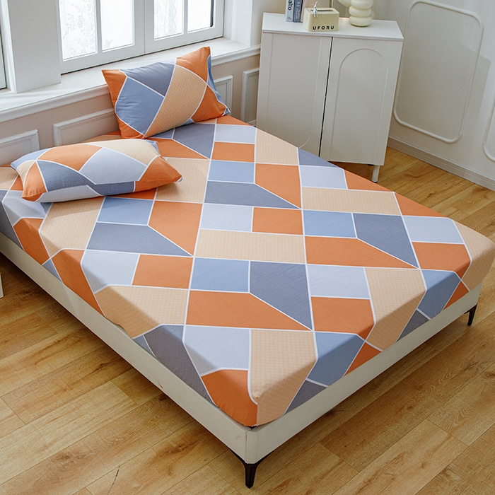 91家纺网 家纺一手货源 找家纺 宝时兰 2025新款A类加厚全棉床笠-印花款 时光桔