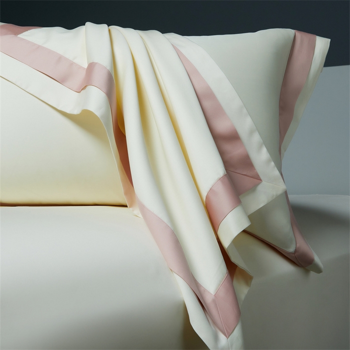 91家纺网 家纺一手货源 找家纺 缔缦 2023新款定织新布种S140系列四件套-赫本 贵族白-粉