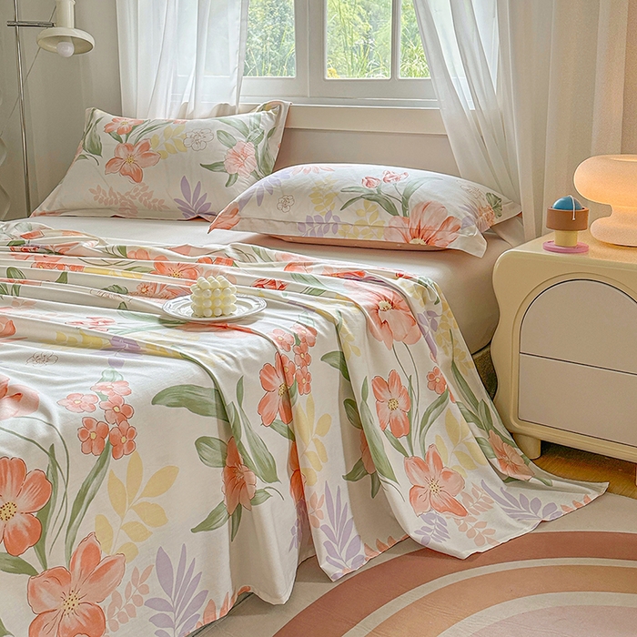 91家纺网 家纺一手货源 找家纺 元元被芯 2023新款全棉直角印花床单 半夏