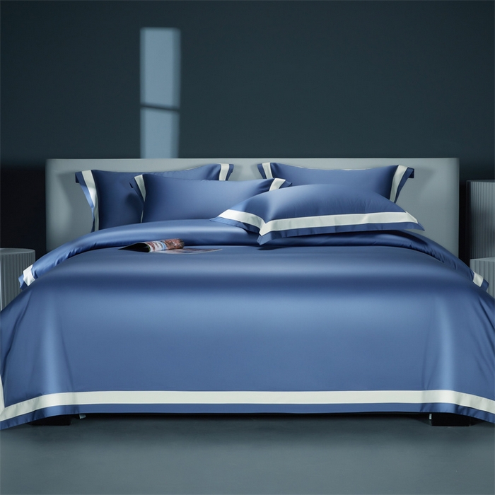 91家纺网 家纺一手货源 找家纺 缔缦 2023新款定织新布种S140系列四件套-赫本 宾利蓝