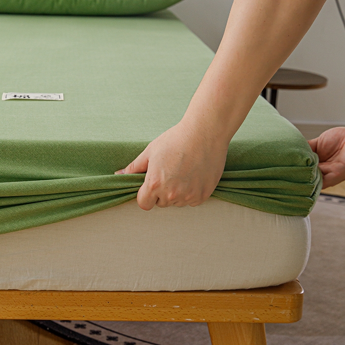 91家纺网 家纺一手货源 找家纺 宝时兰 2024新款A类加厚全棉床笠-纯色款 简纯-香草绿