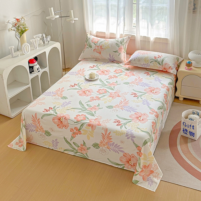 91家纺网 家纺一手货源 找家纺 元元被芯 2023新款全棉直角印花床单 半夏