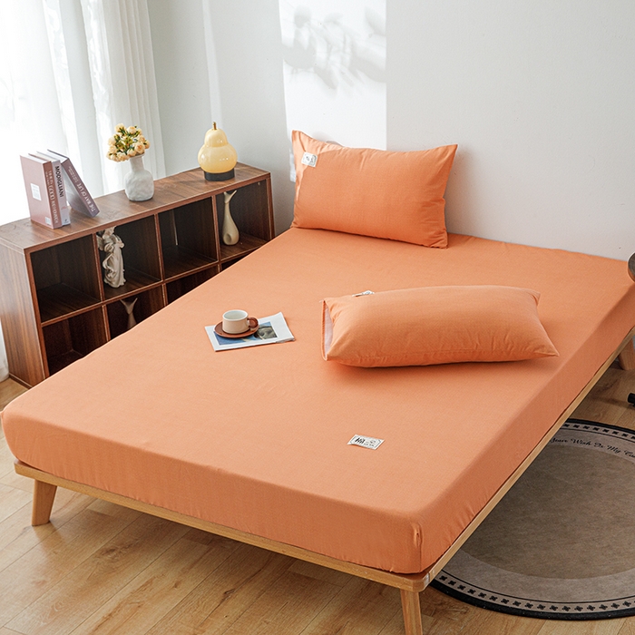 91家纺网 家纺一手货源 找家纺 宝时兰 2024新款A类加厚全棉床笠-纯色款 简纯-桔