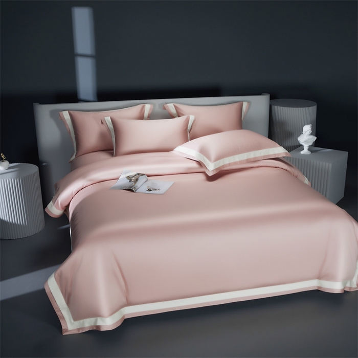 91家纺网 家纺一手货源 找家纺 缔缦 2023新款定织新布种S140系列四件套-赫本 微醺粉