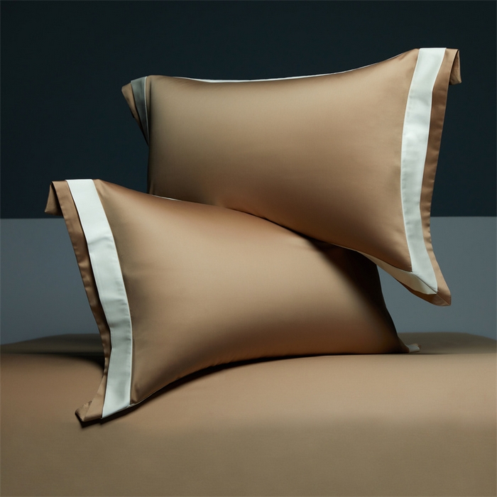 91家纺网 家纺一手货源 找家纺 缔缦 2023新款定织新布种S140系列四件套-赫本 白橡金