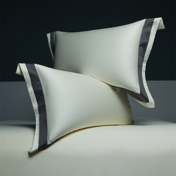 91家纺网 家纺一手货源 找家纺 缔缦 2023新款定织新布种S140系列四件套-赫本 贵族白-灰