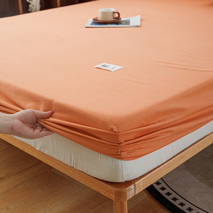 91家纺网 家纺一手货源 找家纺 宝时兰 2024新款A类加厚全棉床笠-纯色款 简纯-桔