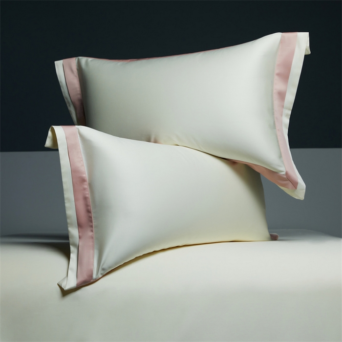 91家纺网 家纺一手货源 找家纺 缔缦 2023新款定织新布种S140系列四件套-赫本 贵族白-粉