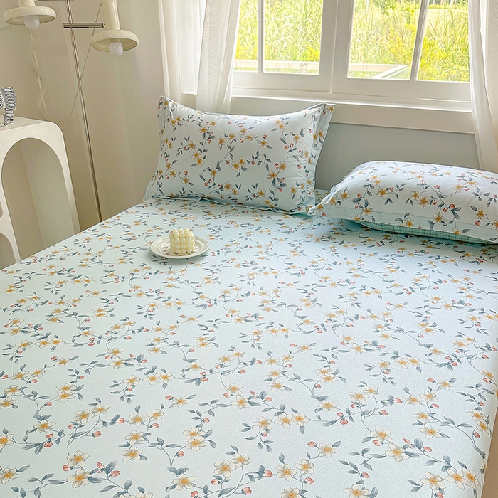 91家纺网 家纺一手货源 找家纺 元元被芯 2023新款全棉直角印花床单 爱洛