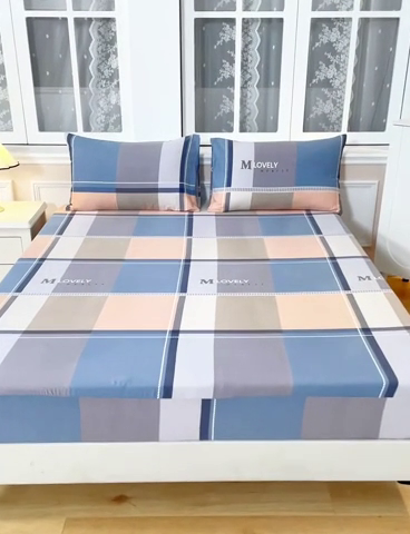 91家纺网 家纺一手货源 找家纺 宝时兰 2025新款A类加厚全棉床笠-印花款 卡希尔-蓝