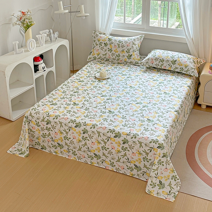 91家纺网 家纺一手货源 找家纺 元元被芯 2023新款全棉直角印花床单 芭提雅