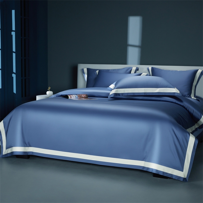 91家纺网 家纺一手货源 找家纺 缔缦 2023新款定织新布种S140系列四件套-赫本 宾利蓝