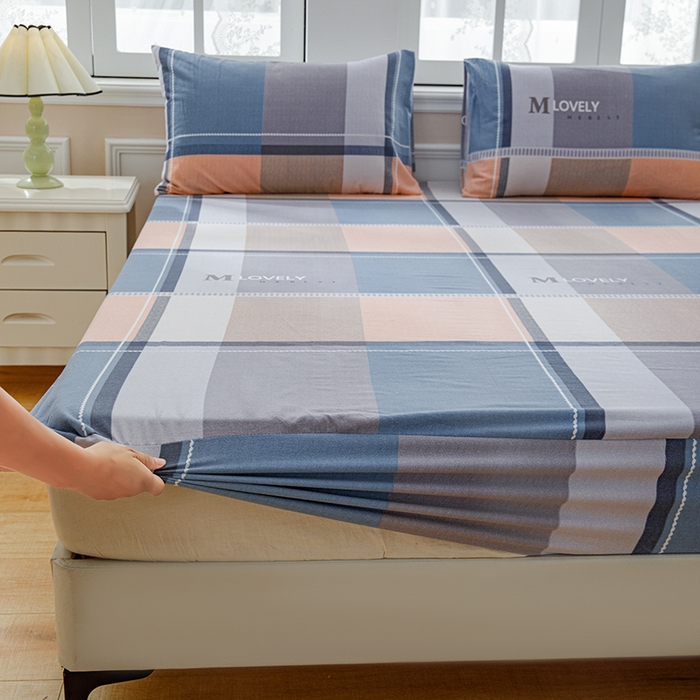 91家纺网 家纺一手货源 找家纺 宝时兰 2025新款A类加厚全棉床笠-印花款 卡希尔-蓝