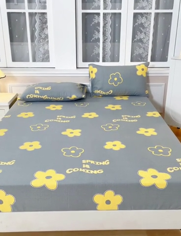 91家纺网 家纺一手货源 找家纺 宝时兰 2025新款A类加厚全棉床笠-印花款 花蜜灰