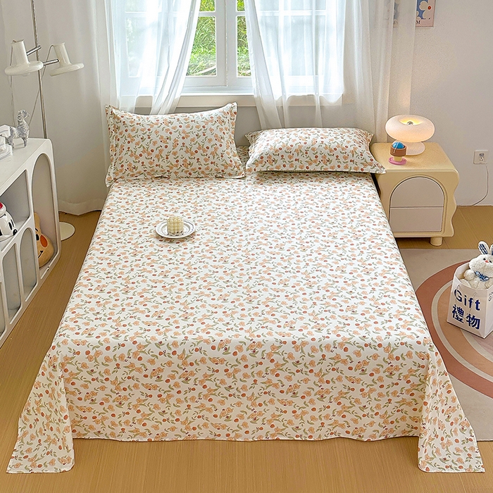 91家纺网 家纺一手货源 找家纺 元元被芯 2023新款全棉直角印花床单 花千朵