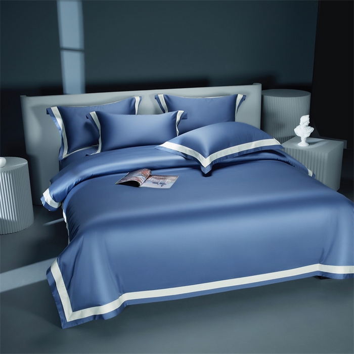 91家纺网 家纺一手货源 找家纺 缔缦 2023新款定织新布种S140系列四件套-赫本 宾利蓝