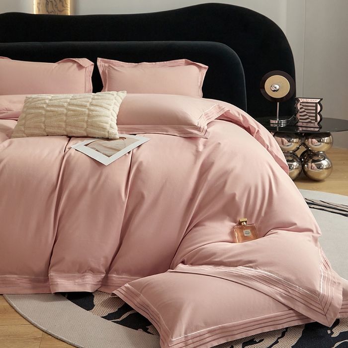 91家纺网 家纺一手货源 找家纺 安妮家居 2023新款全棉轻磨毛刺绣四件套-奥斯汀 胭脂粉