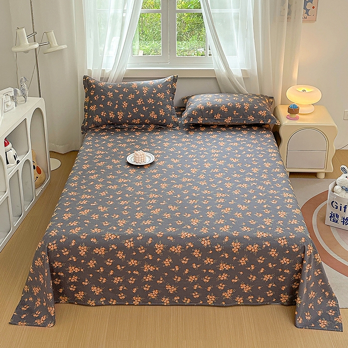 91家纺网 家纺一手货源 找家纺 元元被芯 2023新款全棉直角印花床单 芳菲满园