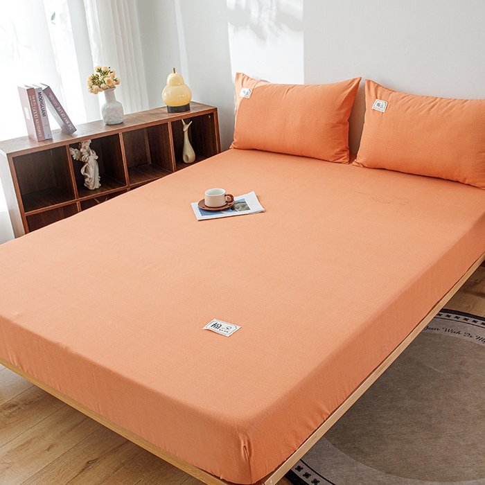 91家纺网 家纺一手货源 找家纺 宝时兰 2024新款A类加厚全棉床笠-纯色款 简纯-桔