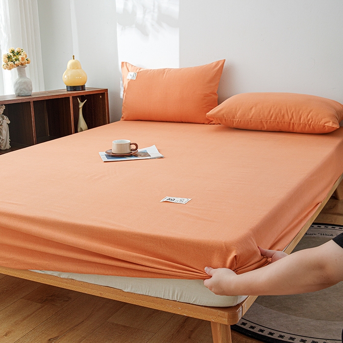 91家纺网 家纺一手货源 找家纺 宝时兰 2024新款A类加厚全棉床笠-纯色款 简纯-桔