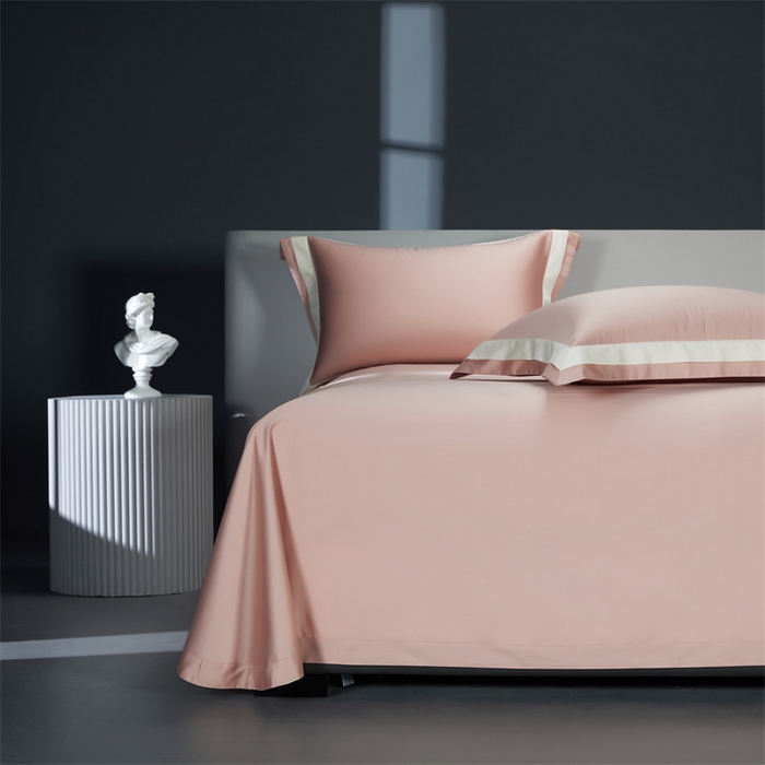 91家纺网 家纺一手货源 找家纺 缔缦 2023新款定织新布种S140系列四件套-赫本 微醺粉