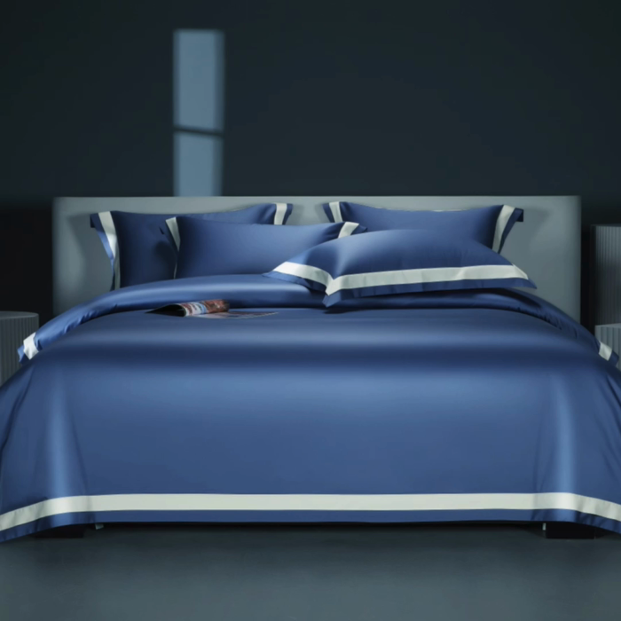 91家纺网 家纺一手货源 找家纺 缔缦 2023新款定织新布种S140系列四件套-赫本 宾利蓝