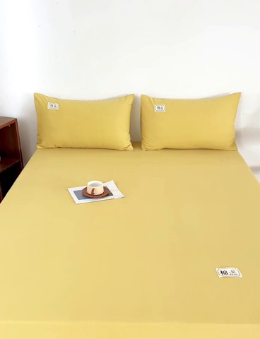 91家纺网 家纺一手货源 找家纺 宝时兰 2024新款A类加厚全棉床笠-纯色款 简纯-黄