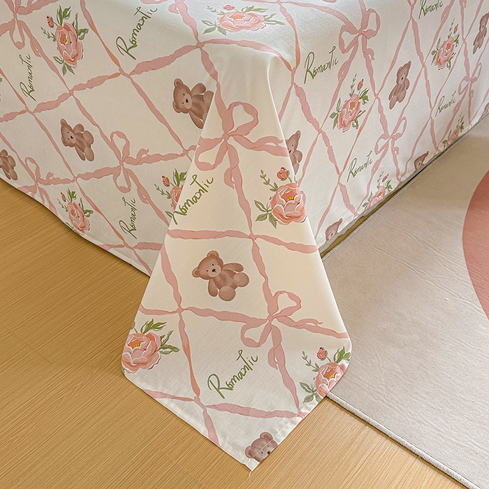 91家纺网 家纺一手货源 找家纺 元元被芯 2023新款全棉直角印花床单 恋恋熊