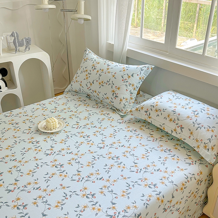 91家纺网 家纺一手货源 找家纺 元元被芯 2023新款全棉直角印花床单 爱洛