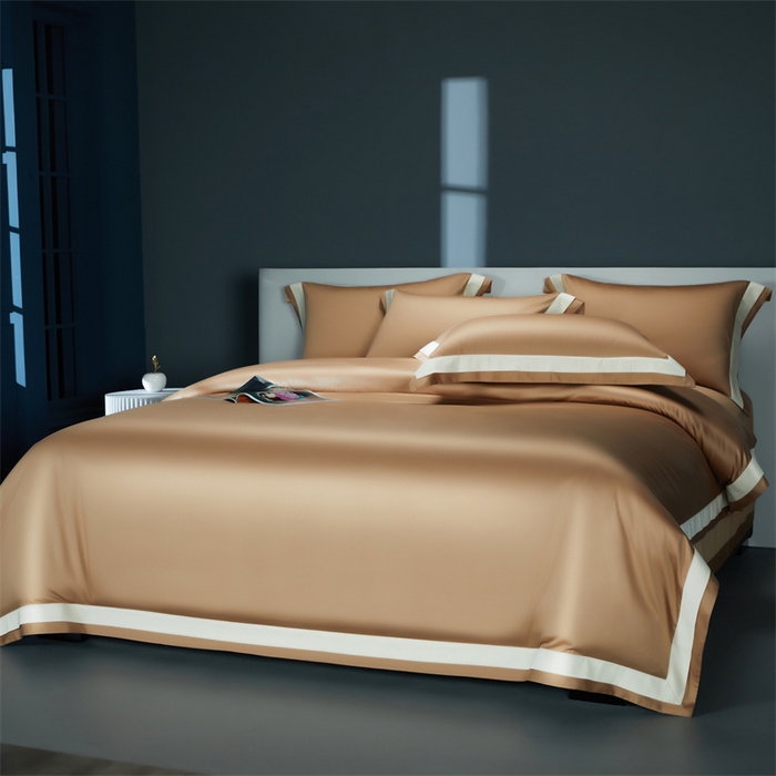 91家纺网 家纺一手货源 找家纺 缔缦 2023新款定织新布种S140系列四件套-赫本 白橡金