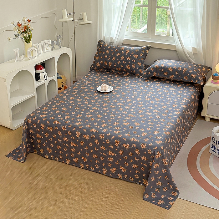 91家纺网 家纺一手货源 找家纺 元元被芯 2023新款全棉直角印花床单 芳菲满园